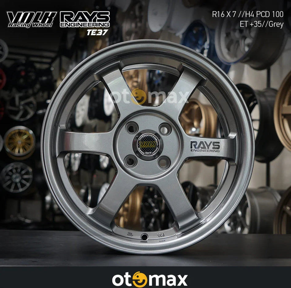 Velg Mobil Volk Rays TE37 JK1083 Ring 16 Abu-Abu