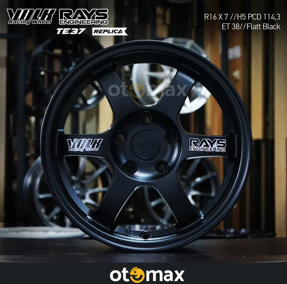 Velg Mobil Volk Rays TE37 Ring 16 H5 Flat Black