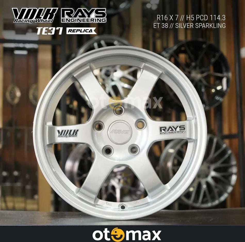 Velg Mobil Volk Rays TE37 Ring 16 H5 Silver Sparkling