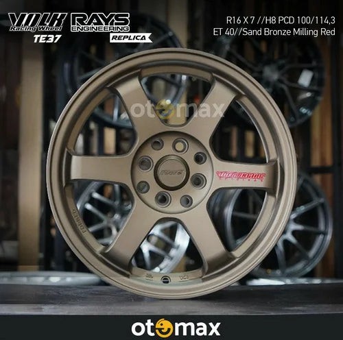 Velg Mobil Volk Rays TE37 Ring 16 H8 Sand Bronze Milling Red