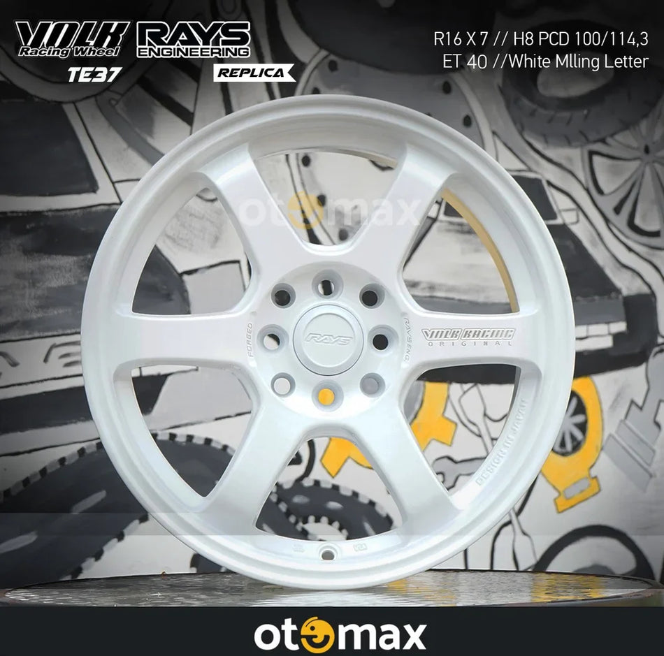 Velg Mobil Volk Rays TE37 Ring 16 H8 Putih