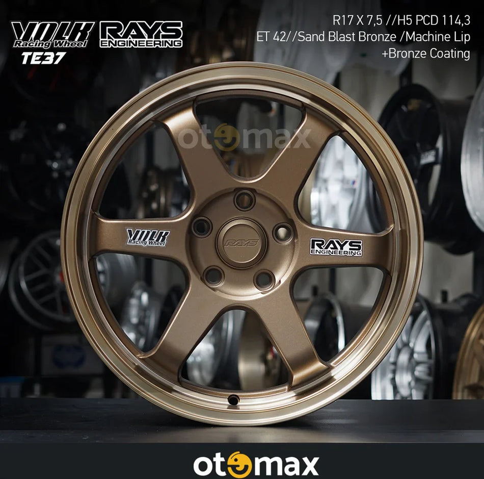 Velg Mobil Volk Rays TE37 Ring 17 Sandblast Bronze Machine Lip Bronze Coating