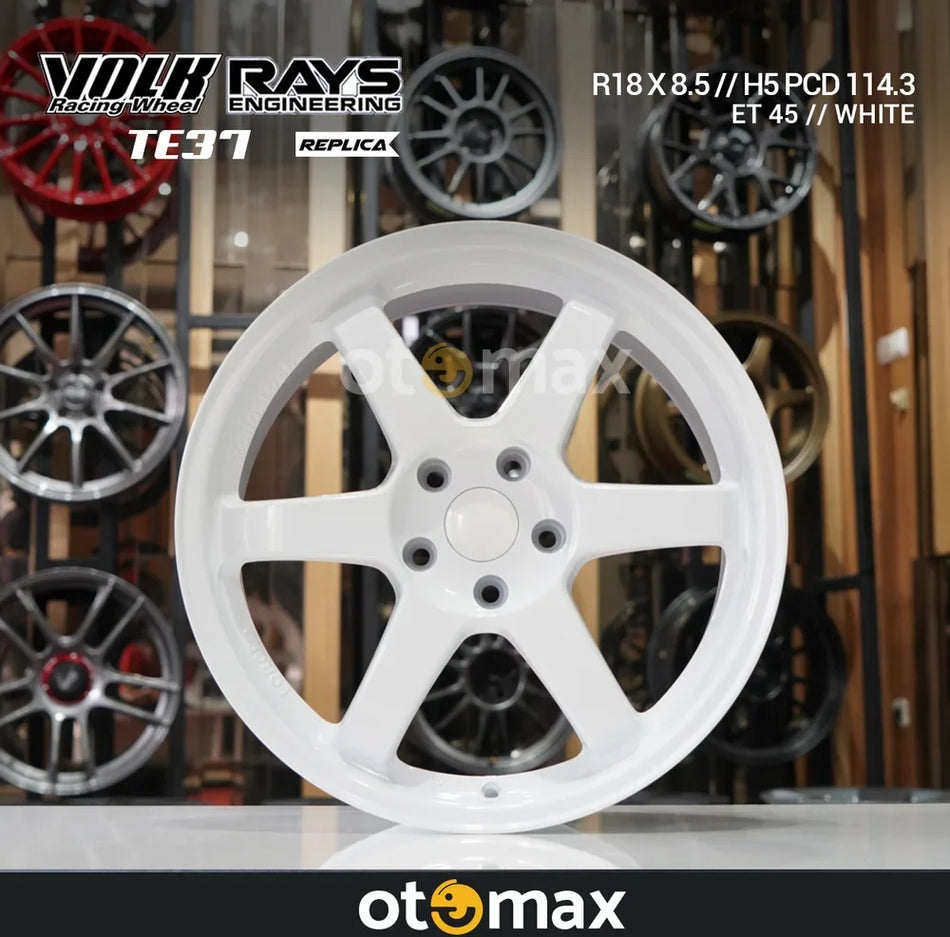 Velg Mobil Volk Rays TE37 Ring 18 H5 Putih