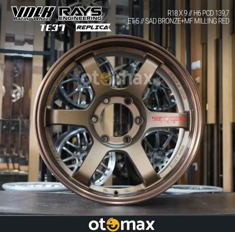 Velg Mobil Volk Rays TE37 Ring 18 H6 Sand Bronze Milling Red