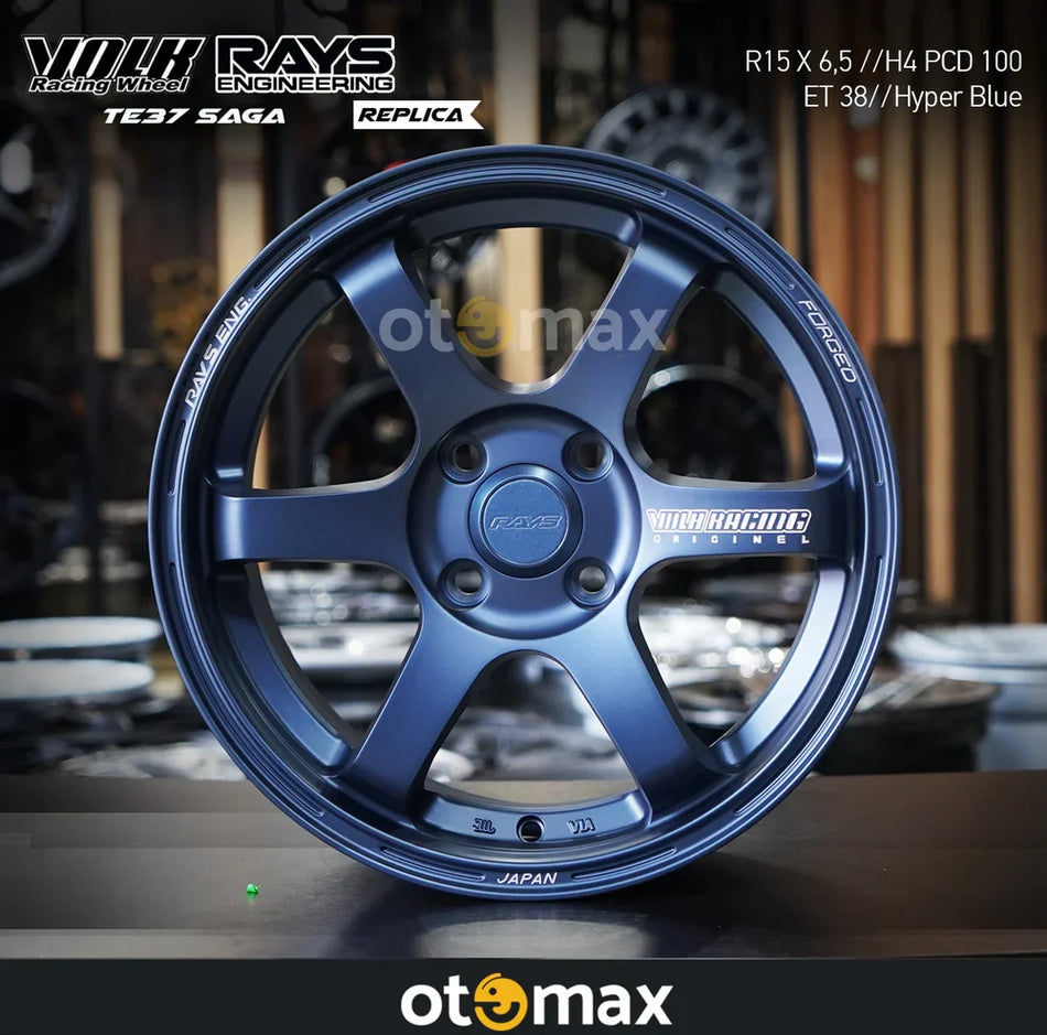 Velg Mobil Volk Rays TE37 Saga Ring 15 Hyper Blue