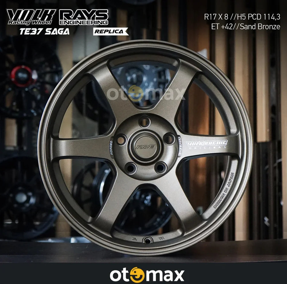 Velg Mobil Volk Rays TE37 Saga Ring 17 H4 Pasir Perunggu