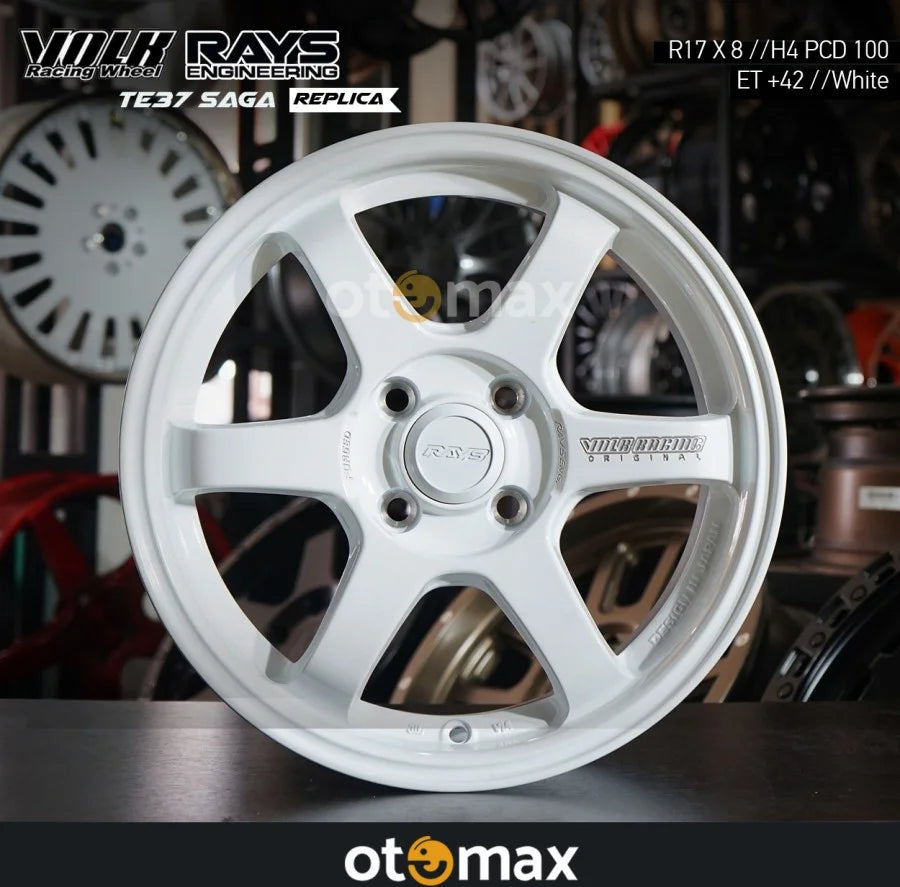 Velg Mobil Volk Rays TE37 Saga Ring 17 H4 Putih