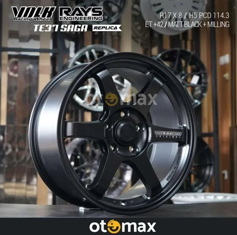 Velg Mobil Volk Rays TE37 Saga Ring 17 H5 Matt Black Milling