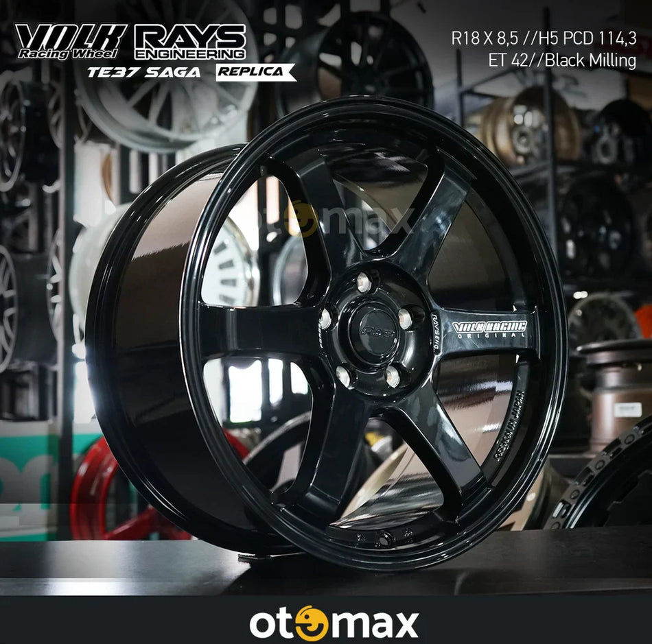 Velg Mobil Volk Rays TE37 Saga Ring 18 H5 Black Milling