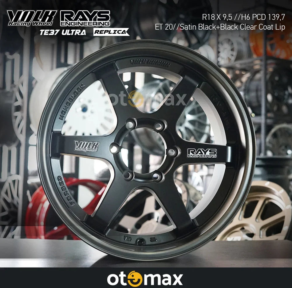 Velg Mobil Volk Rays TE37 Ultra Ring 18 Satin Black Black Clear Coat Lip