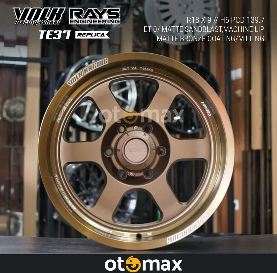 Velg Mobil Volk Rays TE37 XT Ring 18 Matte SandBlast Machine Lip/Mat Bronze Coating Milling