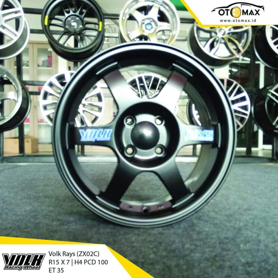 Velg Mobil Volk Rays ZX02C Ring 15 Flatt Hitam