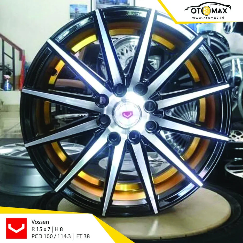 Velg Mobil Vossen 304 Cincin Polandia Hitam Kuning 15