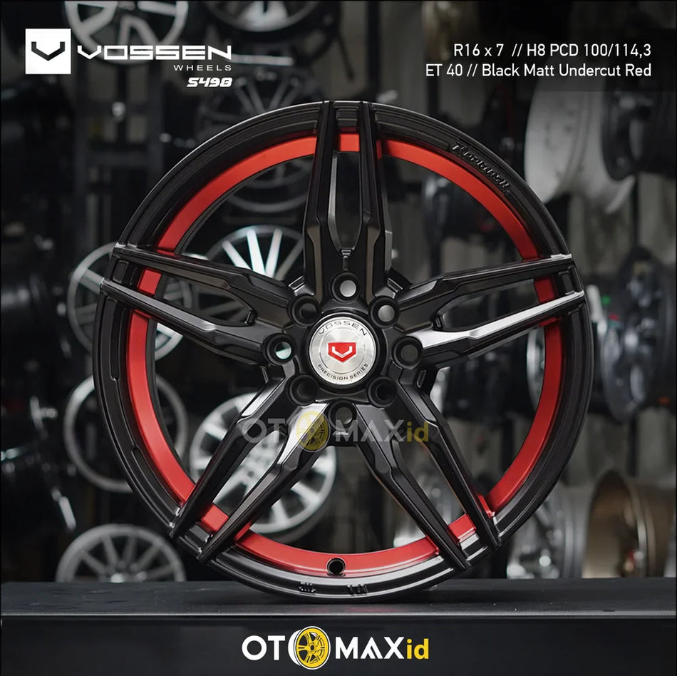 Velg Mobil Vossen 743 Ring 16 Matt Black Undercut Merah Bibir Merah