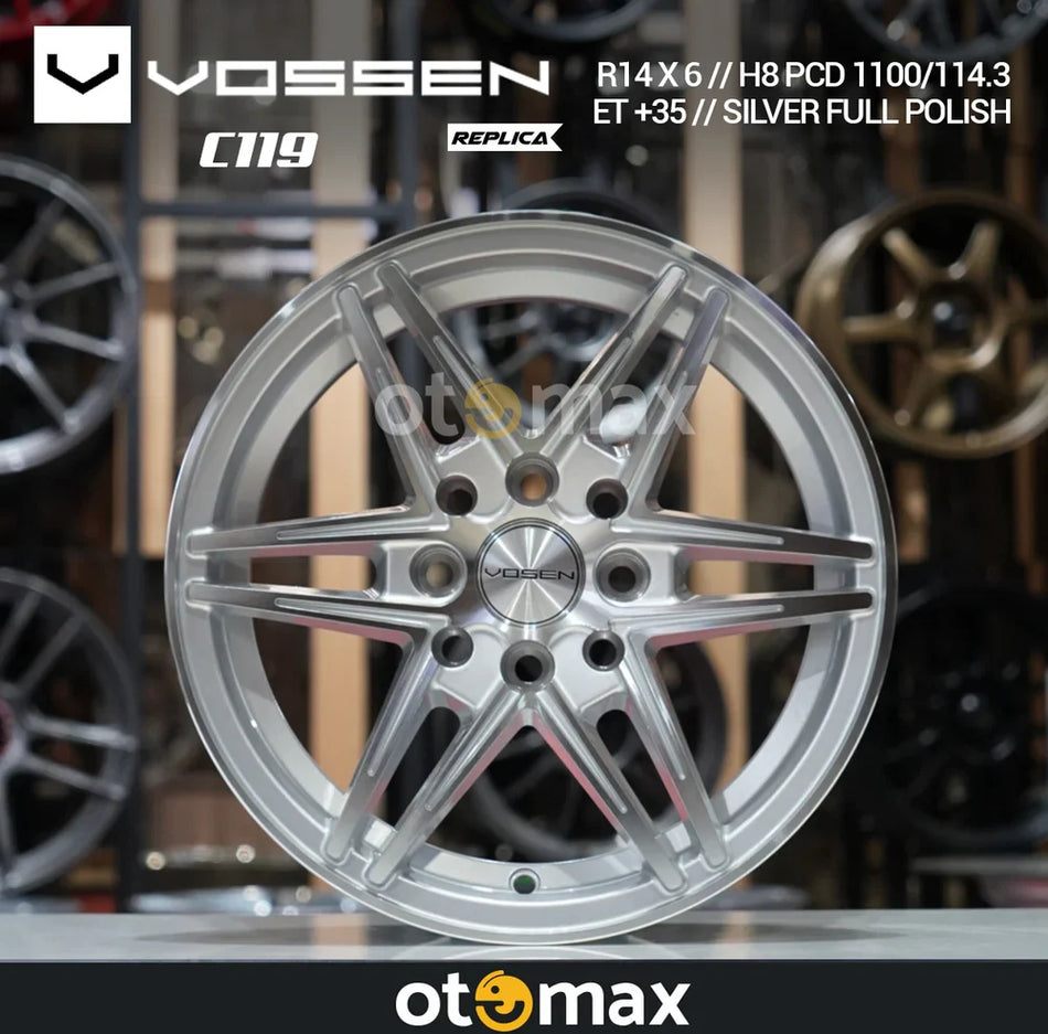 Velg Mobil Vossen C119 Ring 14 Silver Full Poles