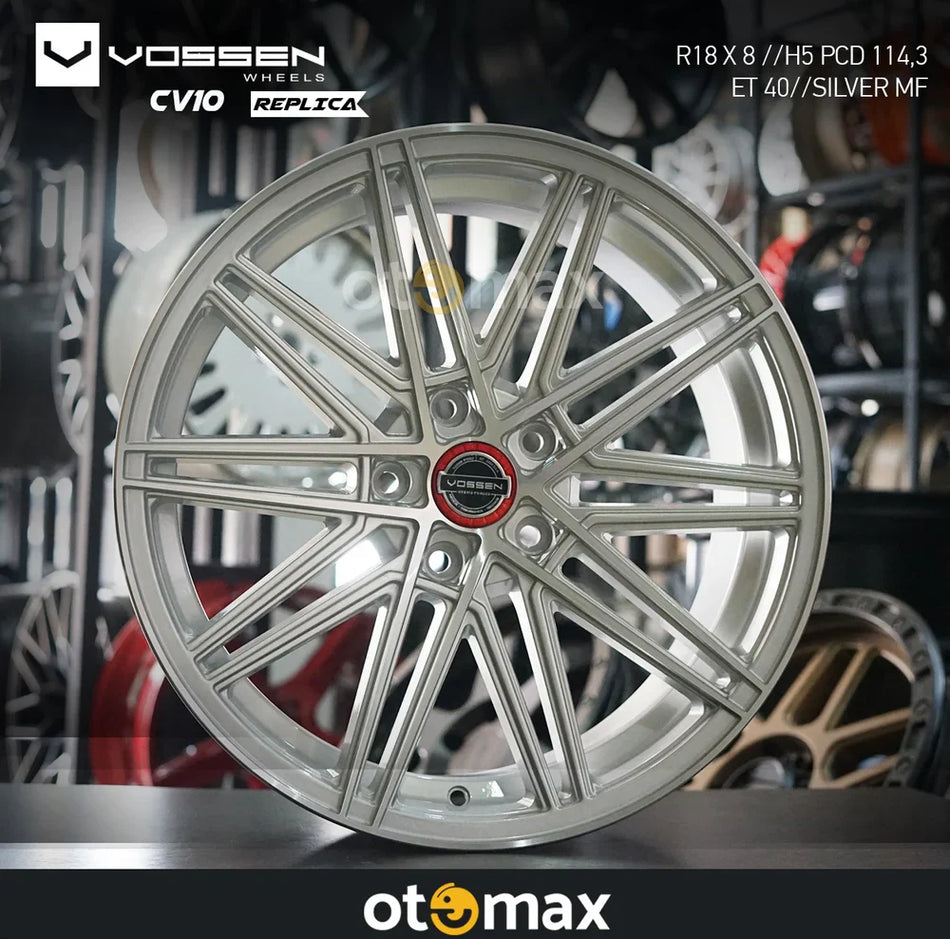 Velg Mobil Vossen CV10 Ring 18 Wajah Mesin Perak