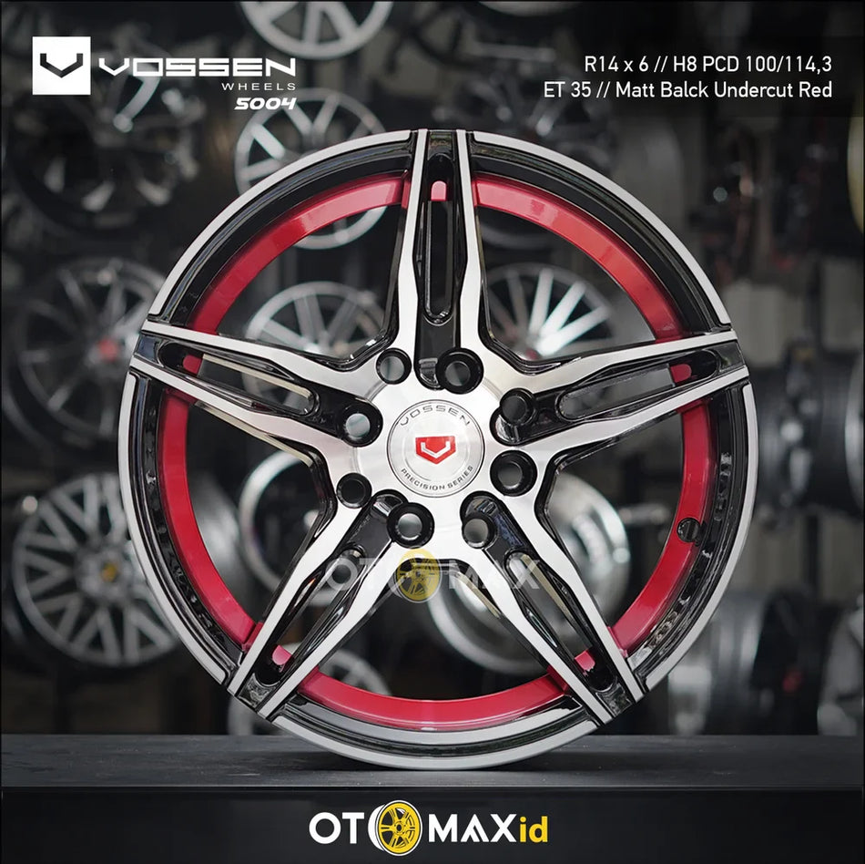 Velg Mobil Vossen CVT2 Ring 14 Matt Hitam Undercut Merah