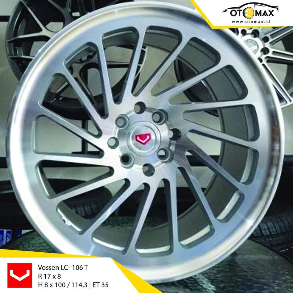 Velg Mobil Vossen LC- 106 T Ring 17 Wajah Mesin Perak