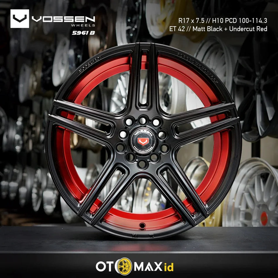 Velg Mobil Vossen Ring 17 H10 Matt Hitam Undercut Merah