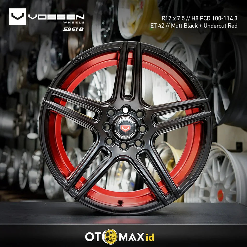 Velg Mobil Vossen Ring 17 H8 Matt Black Undercut Red