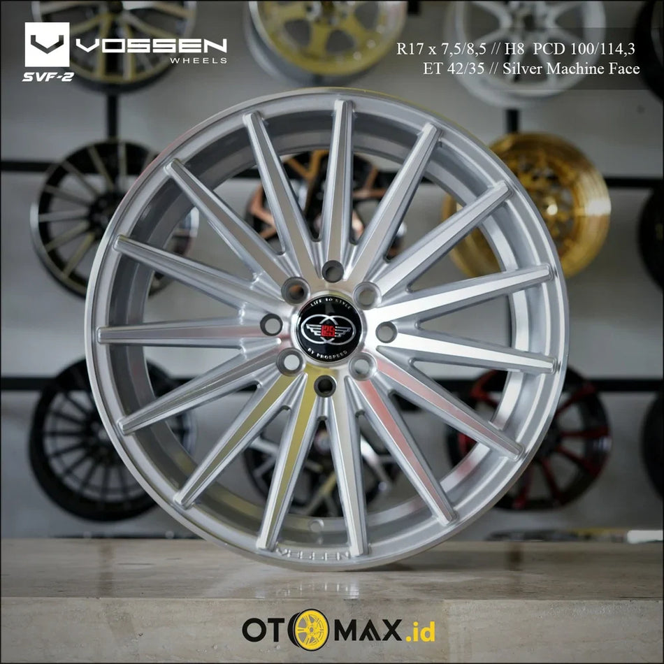 Velg Mobil Vossen SVF-2 Ring 17 Wajah Mesin Perak