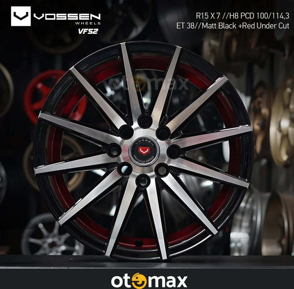 Velg Mobil Vossen VFS2 Ring 15 Matt Black Red Undercut