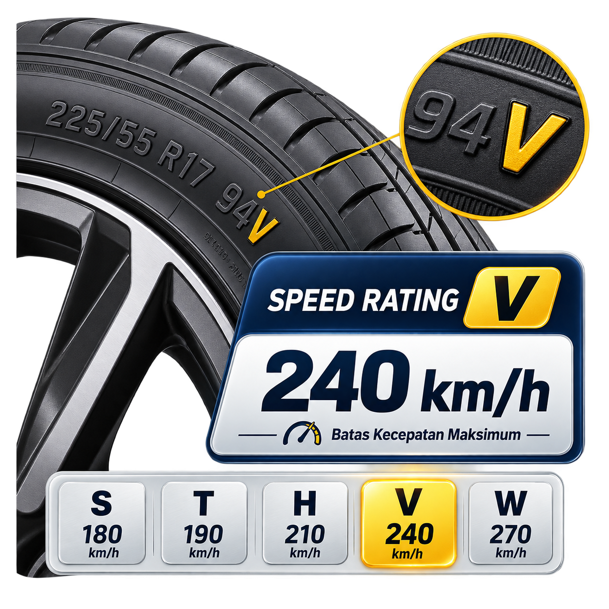 Diagram Speed Rating Kecepatan Ban Mobil V 240 km/jam