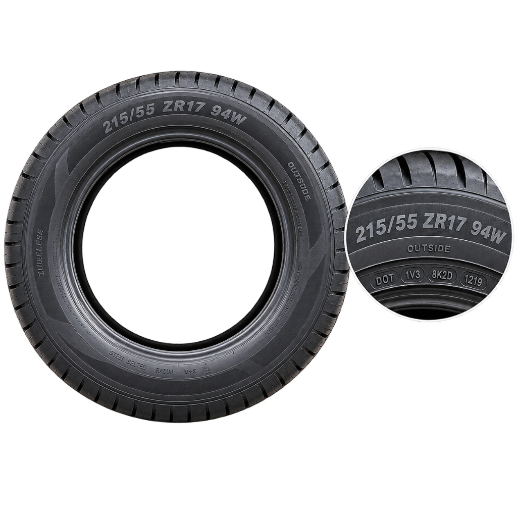 Contoh Marking Kode Ban Mobil Lengkap 215/55 ZR17 91V DOT 2519